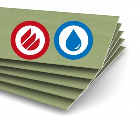 Огневлагостойкий гипсокартонный лист (тип DFH2). Толщина листа - 12,5 мм.