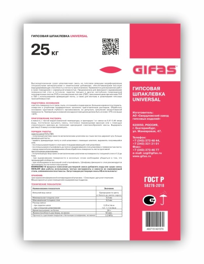 Гипсовая шпаклевка UNIVERSAL